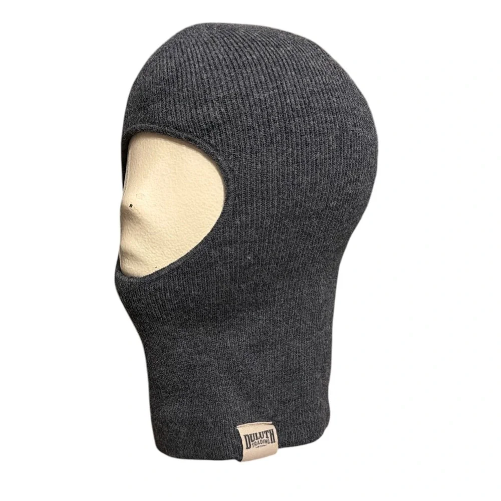 Duluth Trading Co Balaclava Charcoal Gray Rib Knit Face Mask Made‎ in USA Mens